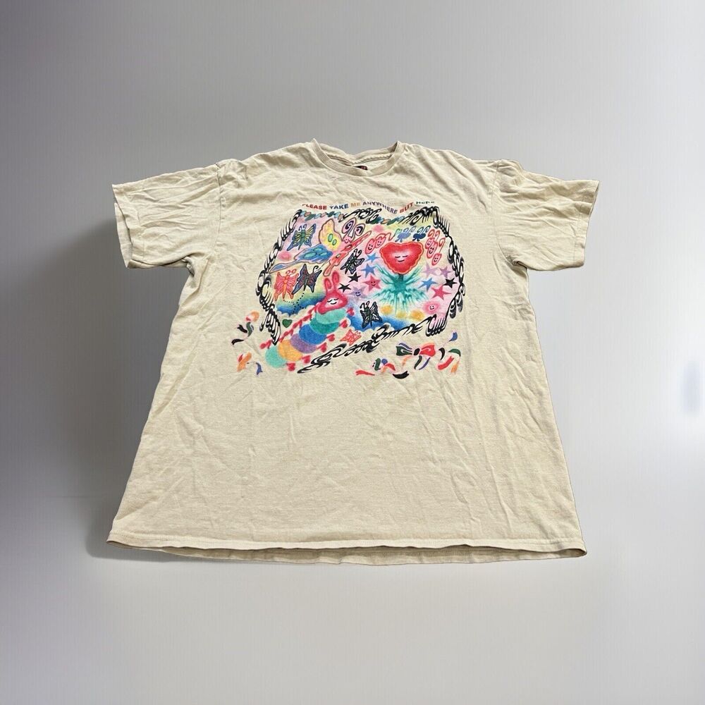 Teen Hearts Beige Please Take Me Anywhere But Here Short Sleeve T-Shirt Size L